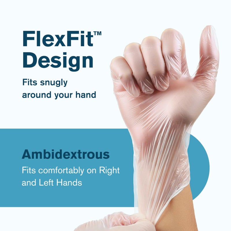 Ridex Disposable Gloves Latex-Free Clear Vinyl Gloves [100-Count] Powder-Free All-Purpose Gloves, Dispenser Box Gloves 100 Pieces - Size Medium Glove Medical - Image 2